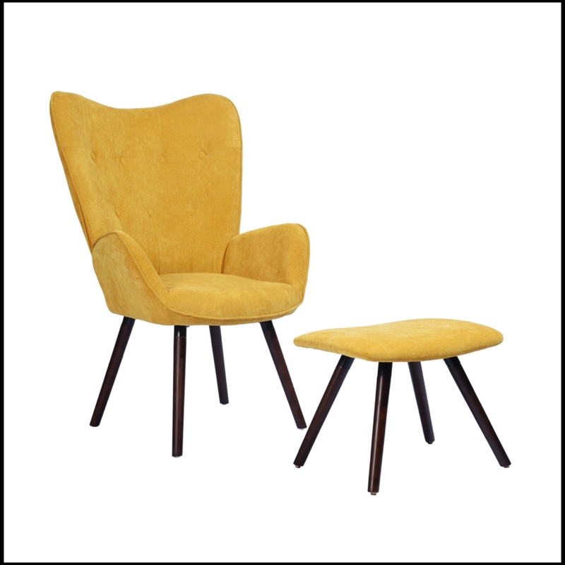 Zohreh Upholstered Accent Chair with Ottoman