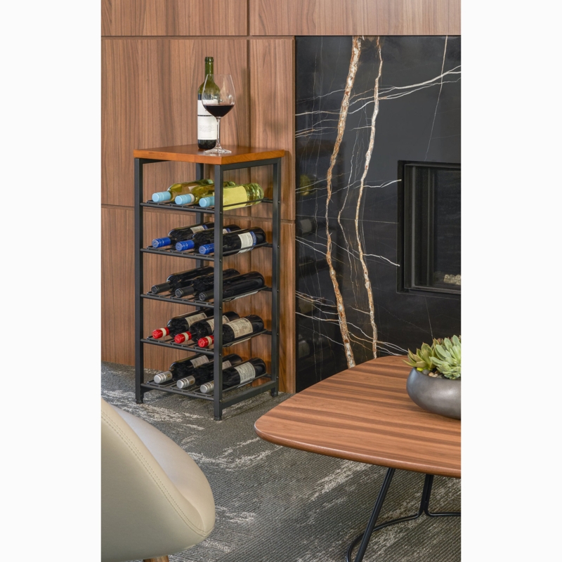 15 Bottle Floor Wine Bottle Rack in Rubber Wood