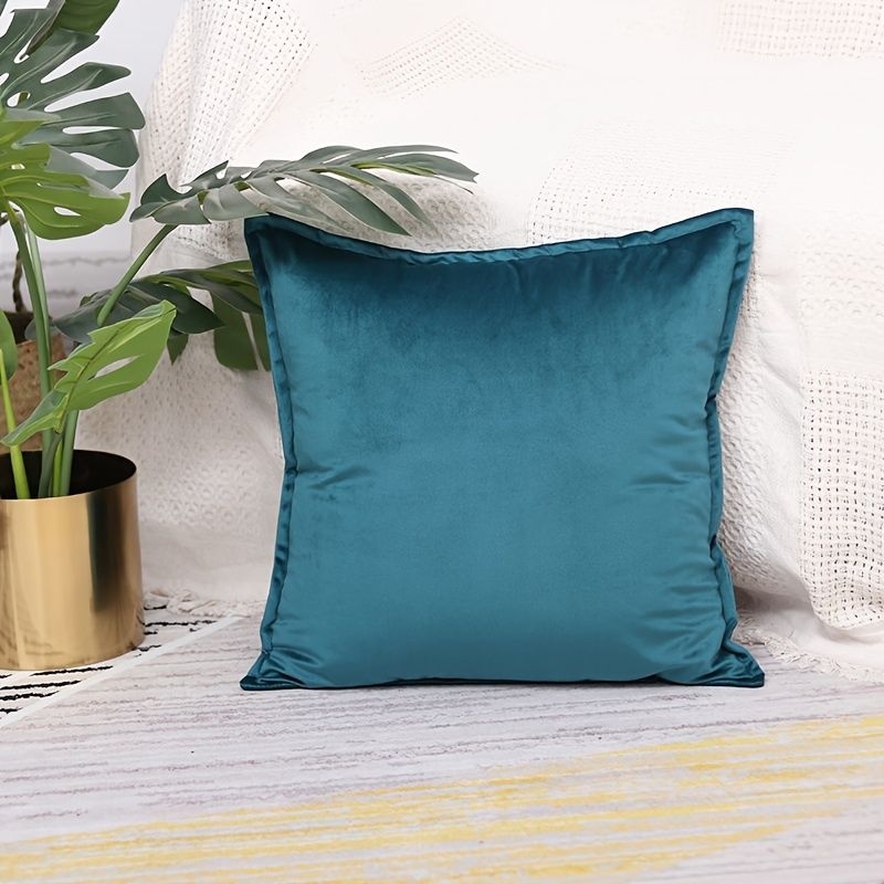1pc Luxury Velvet Cushion Cover, Solid Color Throw Pillow Case For Sofa Car, Decorative Lumbar Pillow Cover, Home Decor Pillowcase