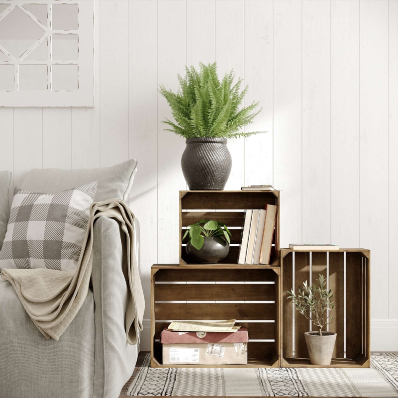 3 Piece Wood Crate Set