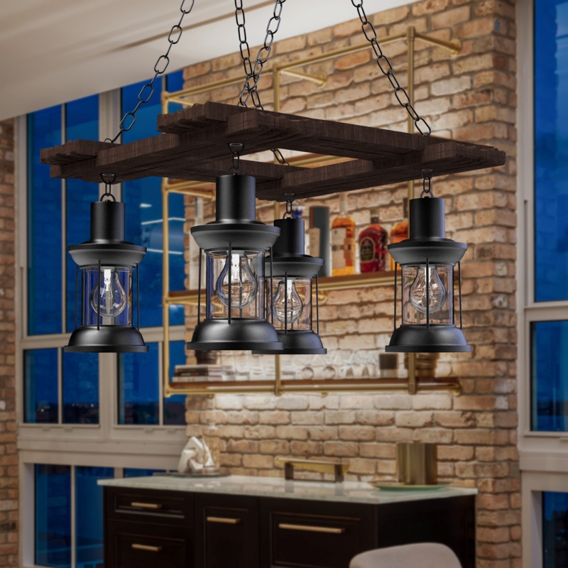 4 - Light Dimmable Geometric Chandelier