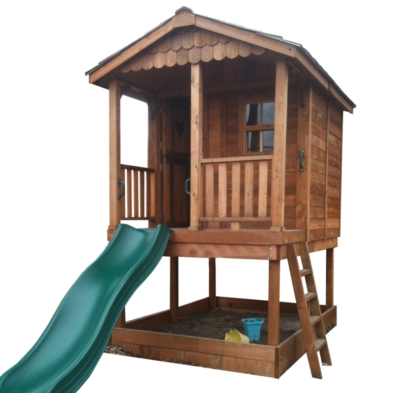 6 ft. W x 9 ft. D Sunflower Cedar Wood Playhouse with Sandbox Foter