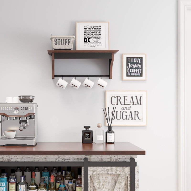 Aariah Floating Shelf with Hooks