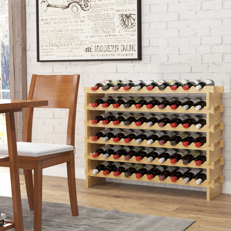 Abdoul 60 Bottle Floor Wine Bottle Rack in Holz
