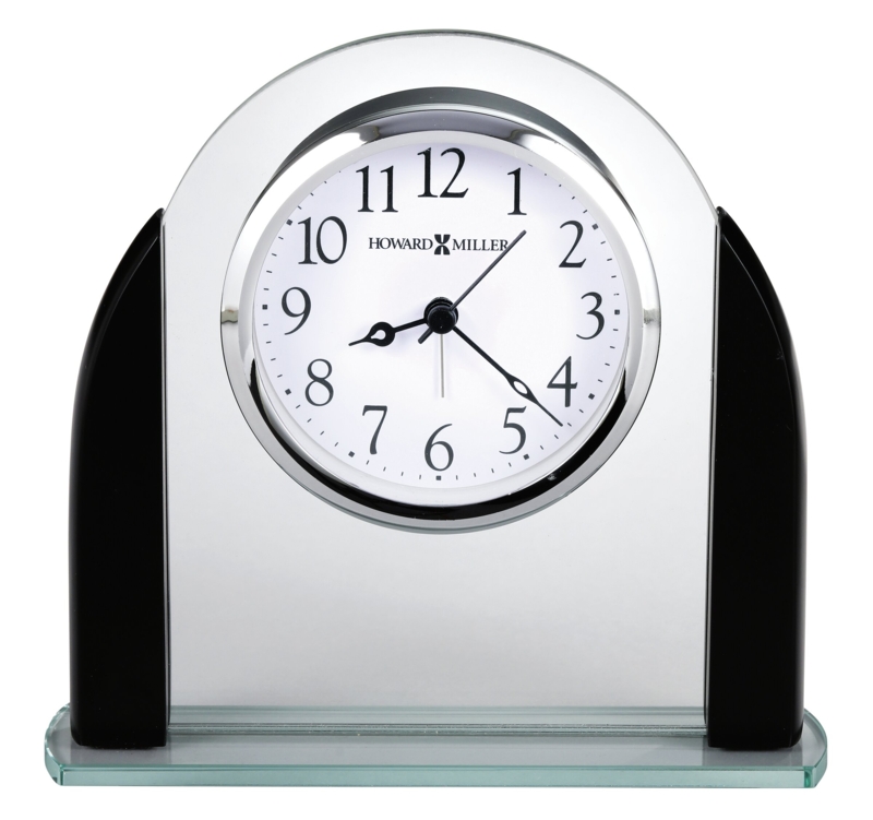 Aden Modern u0026 Contemporary Analog Acrylic Quartz Movement / Crystal Tabletop Clock with Alarm in Silver