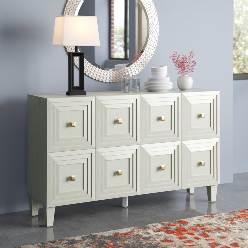 Allmeria 58" Wide Storage Sideboard with Tapered Solid Wood Legs