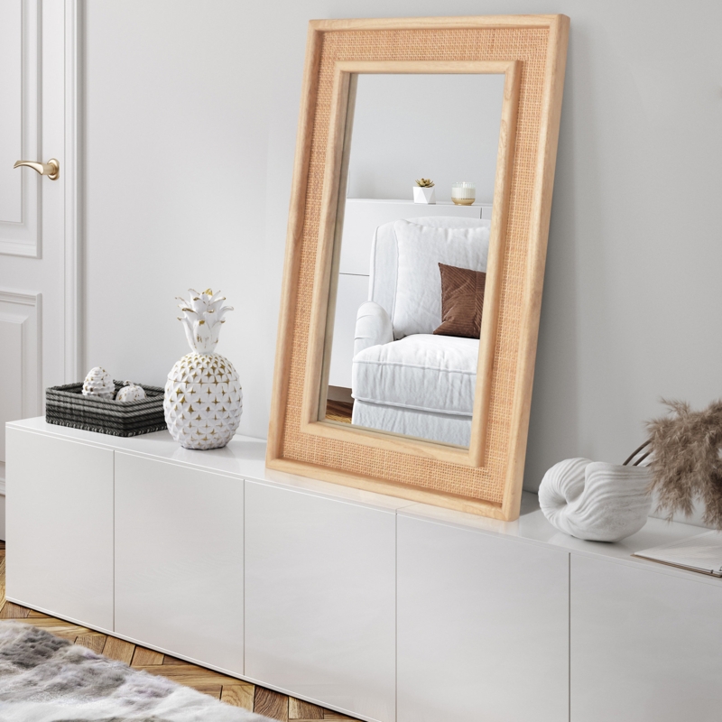 Alvara Wood Rectangle Wall Mirror