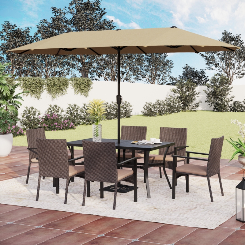 Alyah 6 - Person Rectangular Outdoor Dining Set with Cushions