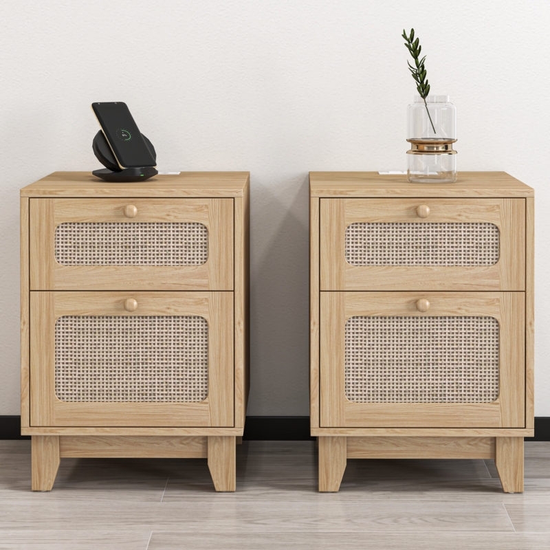 Aybar Manufactured Wood Rattan Nightstand