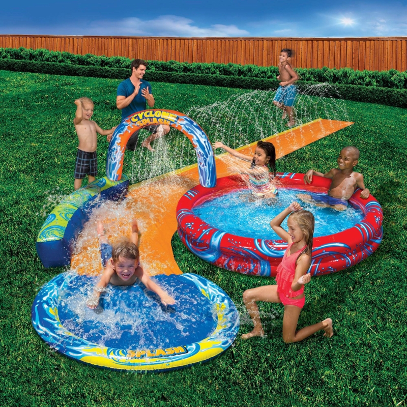 Banzai Cyclone Splash Park Inflatable with Sprinkling Slide and Water Aqua Pool
