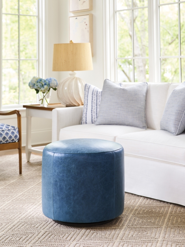 Barclay Butera Upholstery Leather Ottoman
