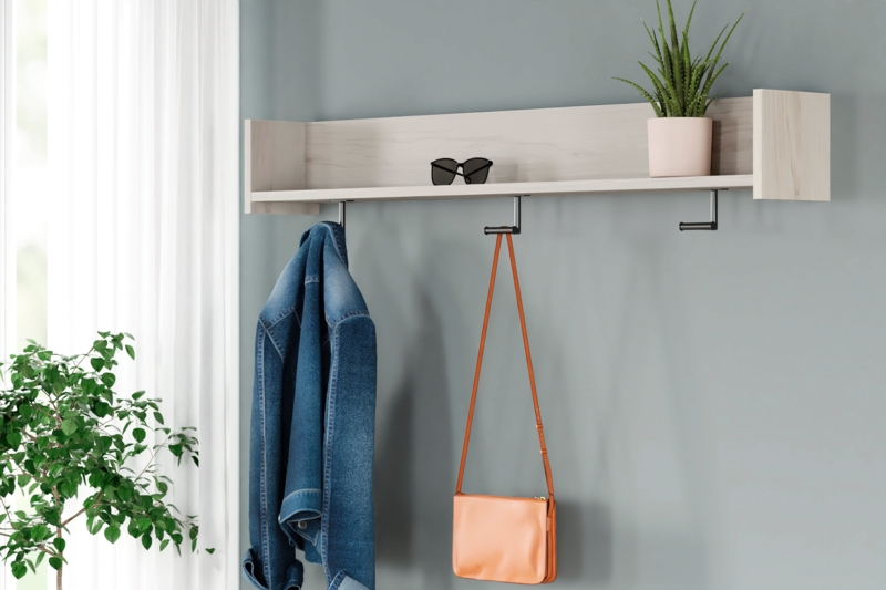 Bashee Wood Accent Shelf with Hooks
