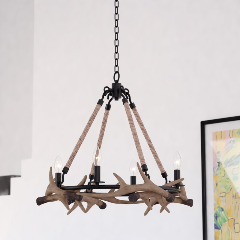 Biergh 4 - Light Dimmable Wagon Wheel Chandelier