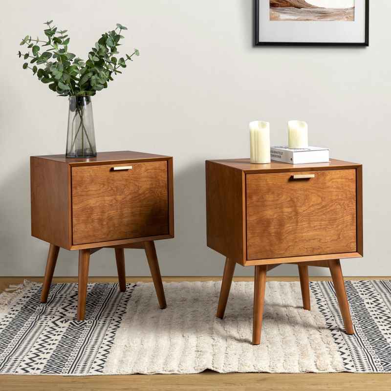 Boneva 2 - Nightstand with Built-In Outlets and Hidden Drawer