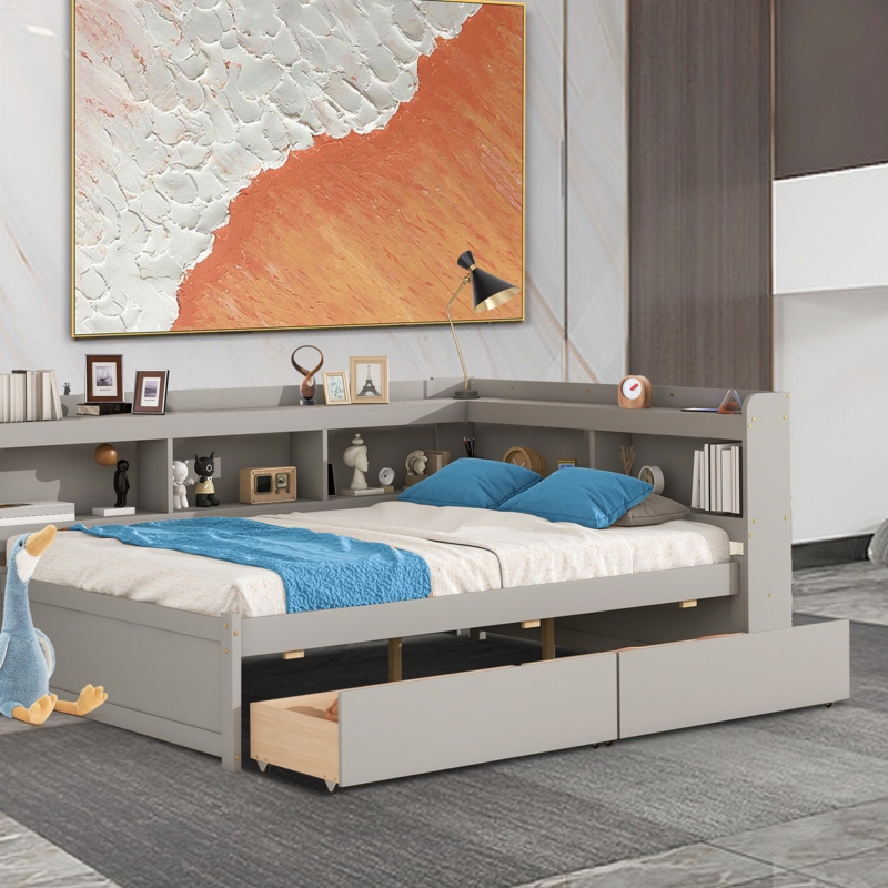 Charels Bookcase Storage Bed