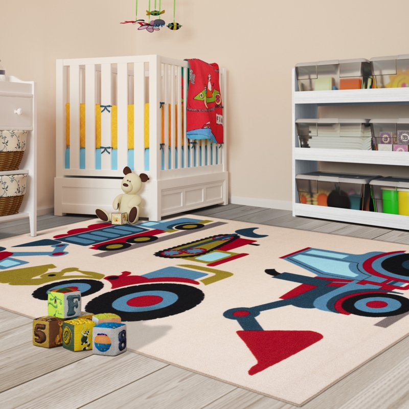 Country Trucking Non-Slip Kids Playroom Decor Washable Indoor Area Rug