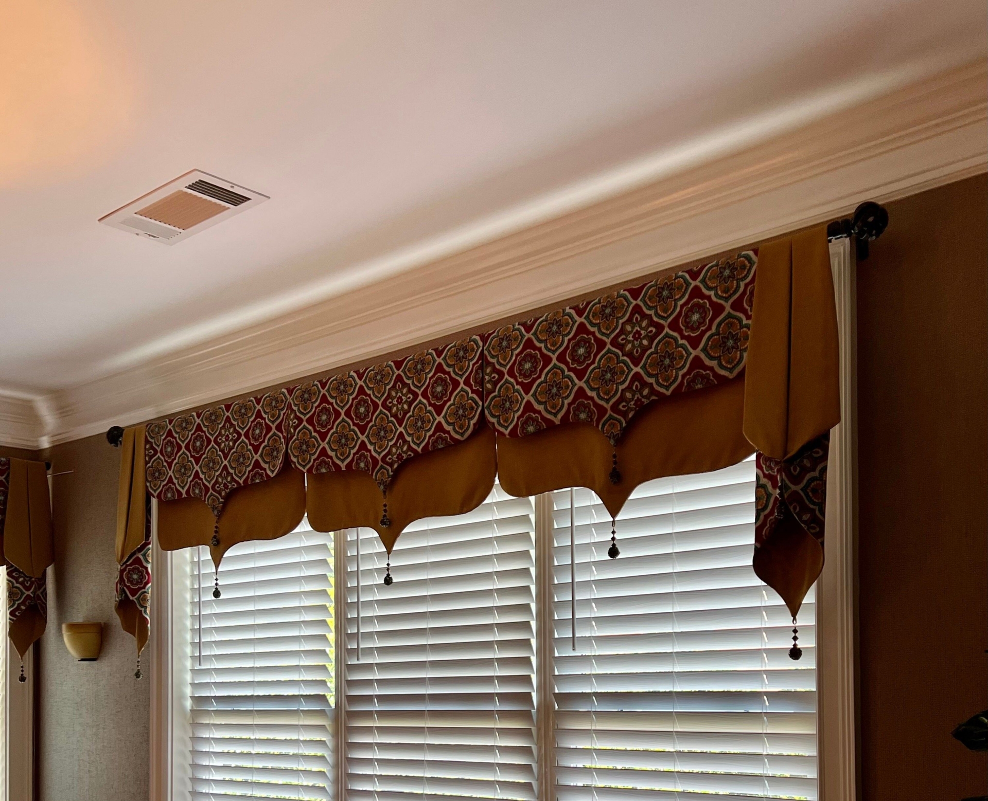 Custom Window Valances-Designer Moroccan Style Window Valance Decorative Window Treatment-African Decor-Your Fabric- My Labor and Lining