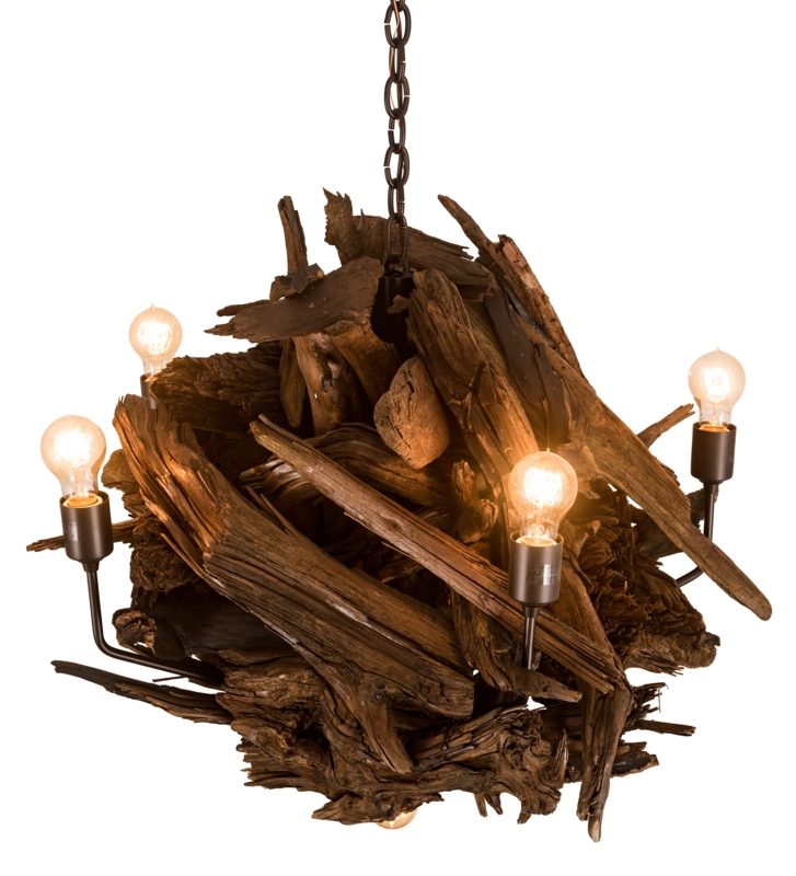 Donyan 6 - Light Wood Dimmable Geometric Chandelier
