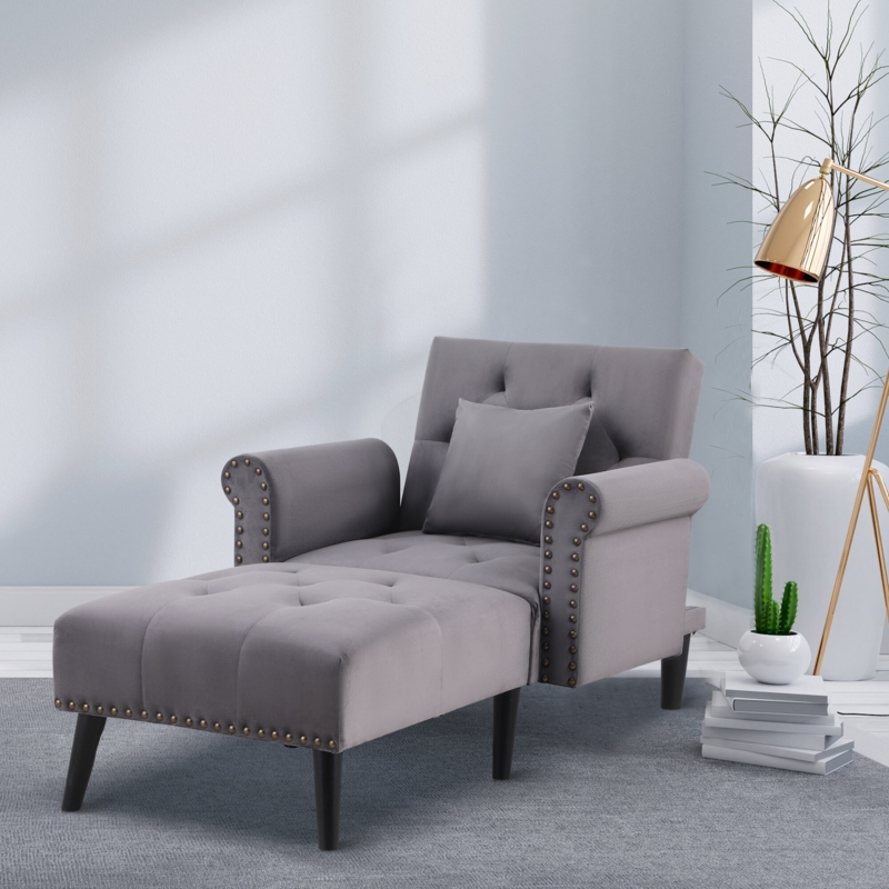 Doraville Slipcovered Velvet Chaise Lounge