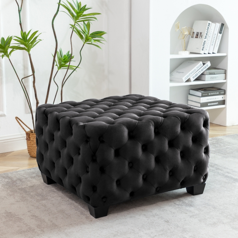 Eligah Velvet Ottoman