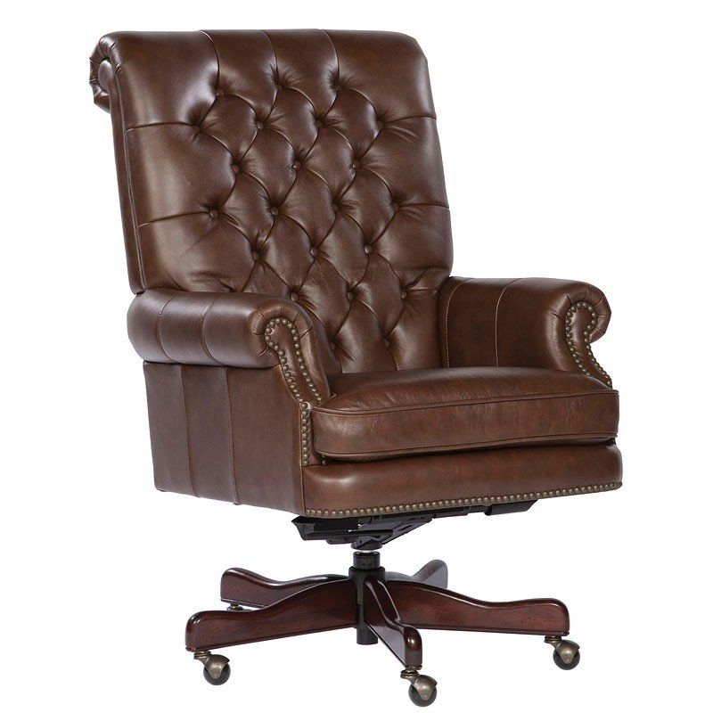 Executive Leather Diamond Tufted Back Chair (Coffee) by Hekman
