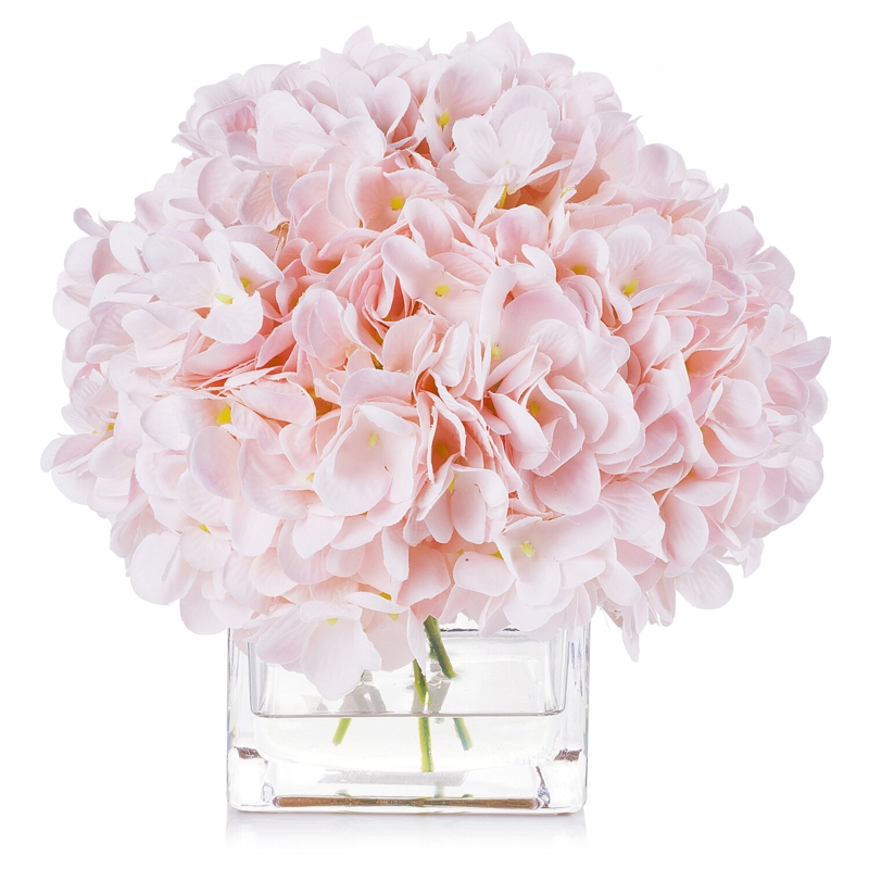 Faux Silk Hydrangea Arrangement in Vase