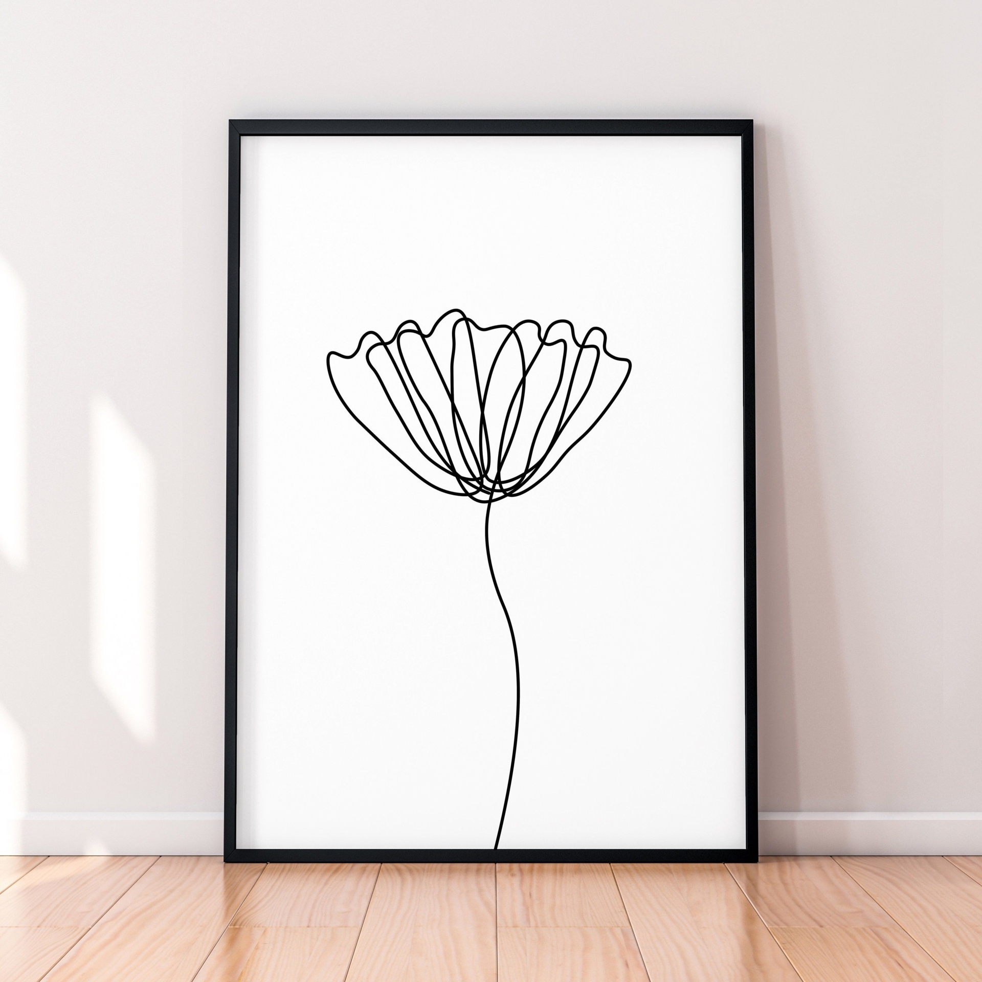 Flower Line Art Print Poster Wall Art Minimalist Flower Floral Poster Print