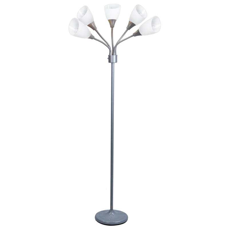 Foran 5 Light Adjustable Floor Lamp - Modern Design in Black or Grey Finish - 16" L x 16" W x 69" H