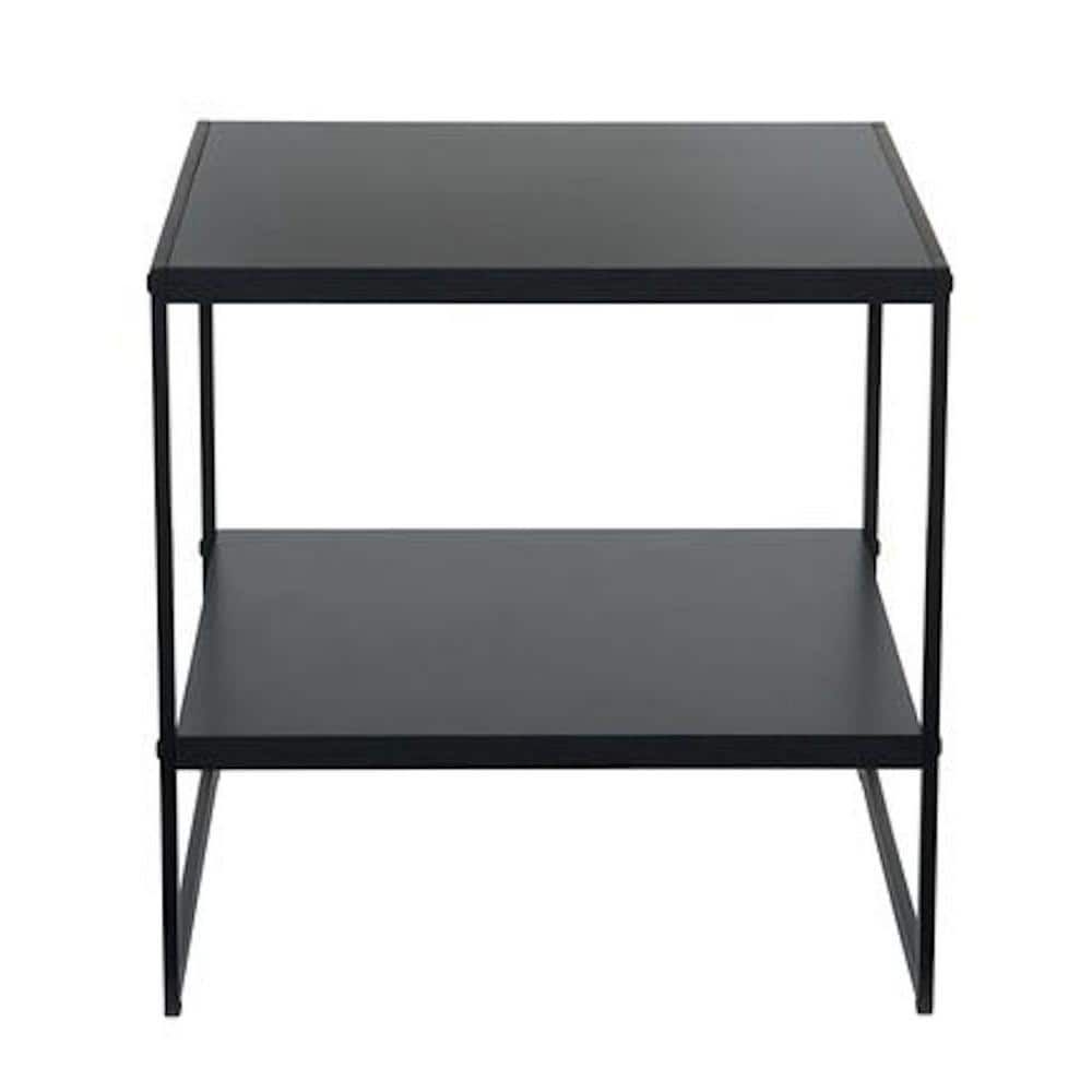 HOUSEHOLD ESSENTIALS Square Black Frame End Table with Top