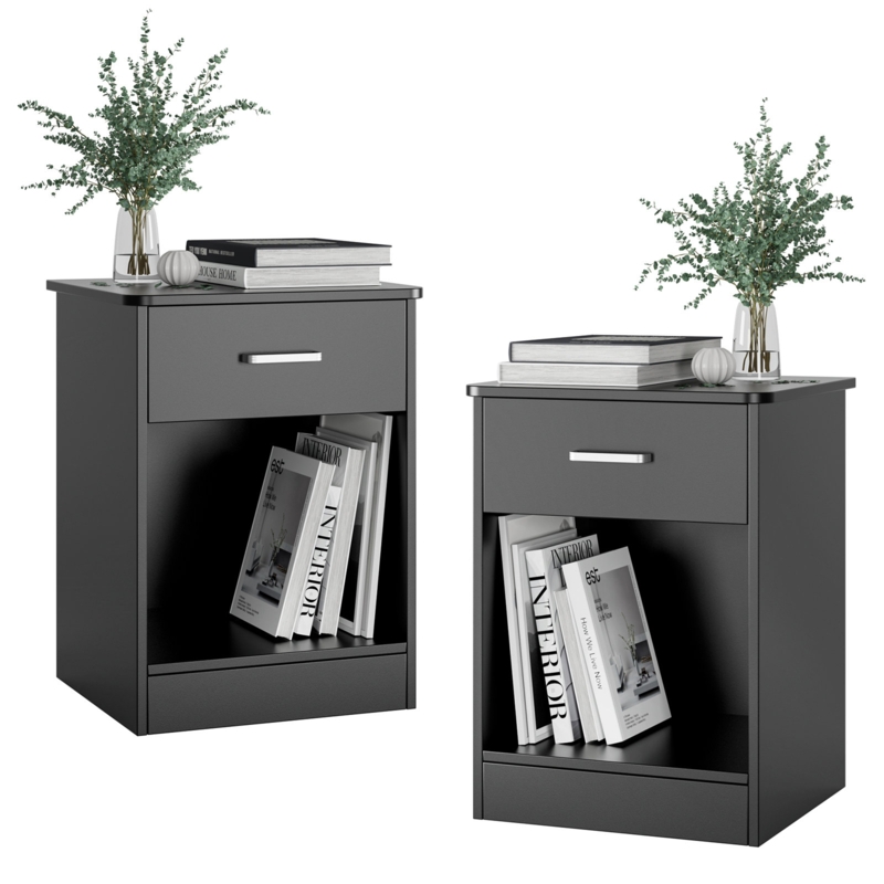 Ignacio 23.6'' H 17.7"W 1 Drawer Nightstand with Open Shelf, Wood Bedside Table