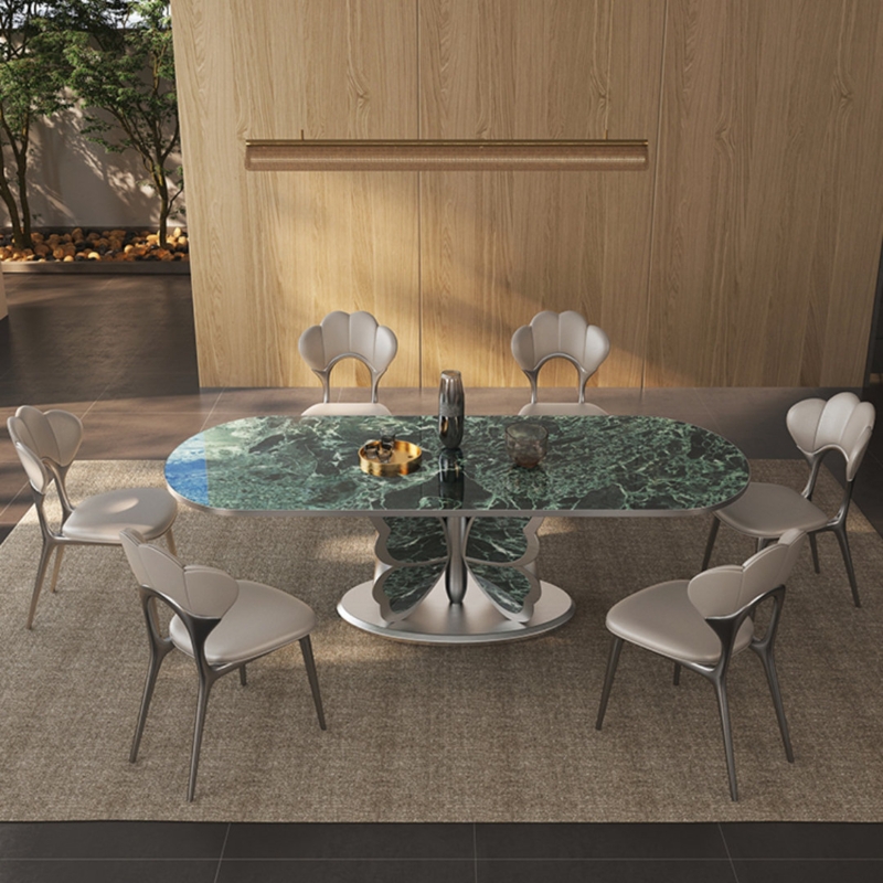 Italian Minimalist Modern Simple Rock Plate Creati 7 - Piece Pedestal Dining Set