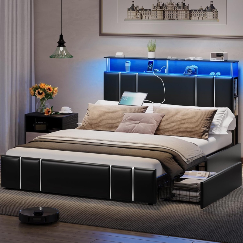 Jadelynn Upholstered Metal Bookcase Storage Bed