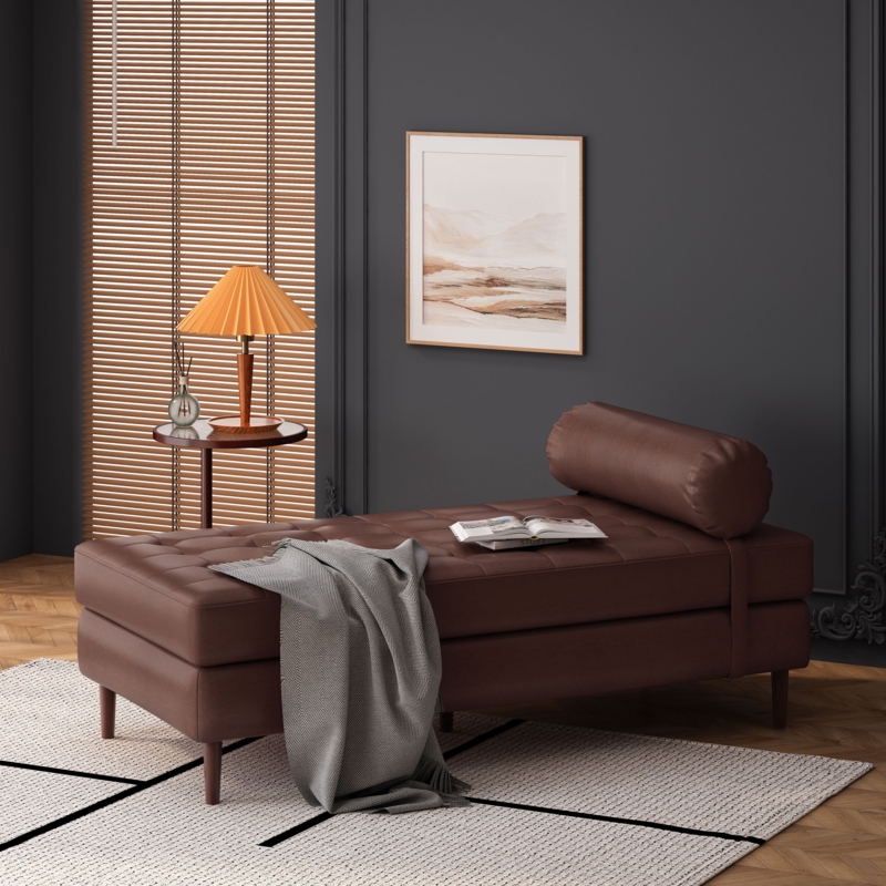 Jakie Faux Leather Tufted Chaise Lounge