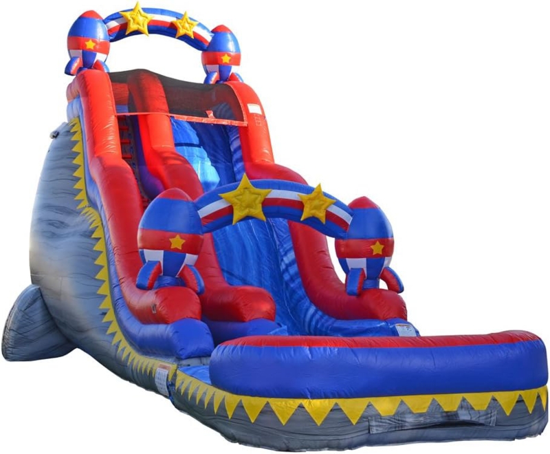 JumpOrange 24 FT Rocket Double Drop Water Slide with Detachable Deep Pool (with Blower)