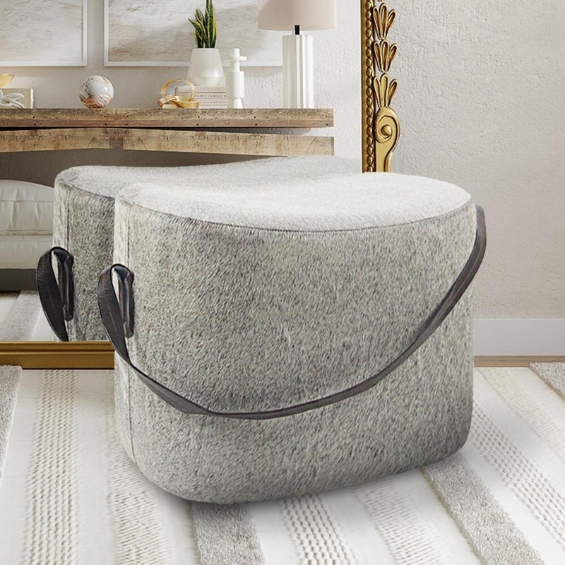 Karlotta Leather Pouf