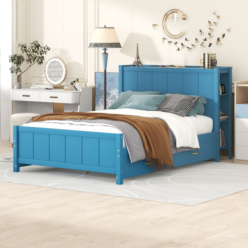 Kitai Solid Wood Bookcase Storage Bed