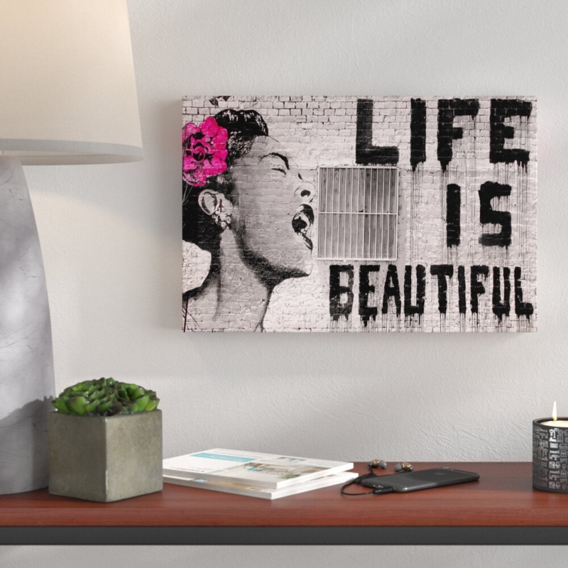 " Life Is Beautiful " by Banksy Print on Canvas