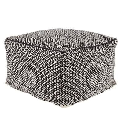 Loranca Trellis Black and White 20 in. x 20 in. x 12 in. Indoor and Outdoor Cuboid Pouf, Black/White