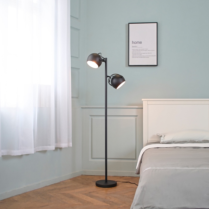 Miles 61" Matte Brass 2-Light Floor Lamp with In-Line On/Off Foot Switch