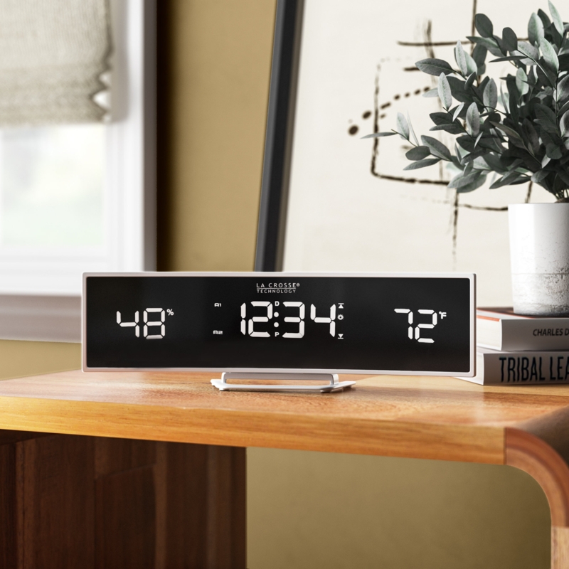 Modern u0026 Contemporary Digital Tabletop Clock with Alarm in White/Black