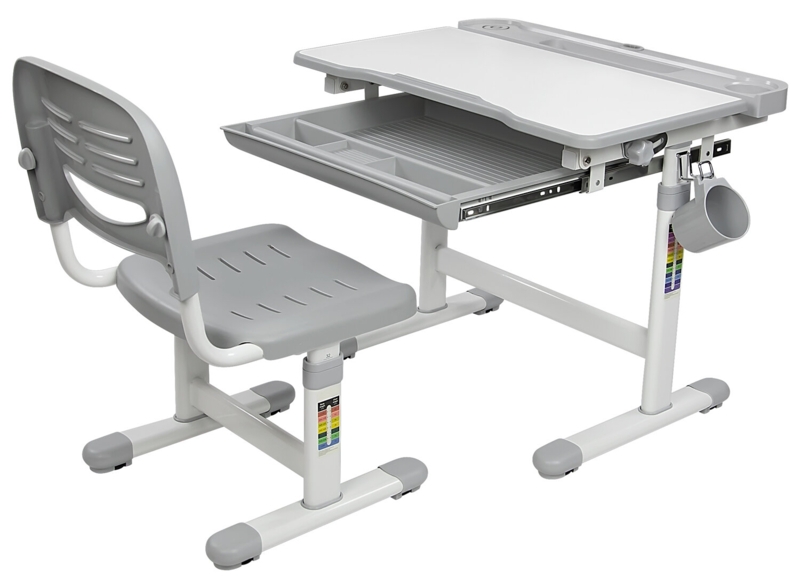 Mount-It! Kids Desk and Chair Set for Ages 3-10 - Gray