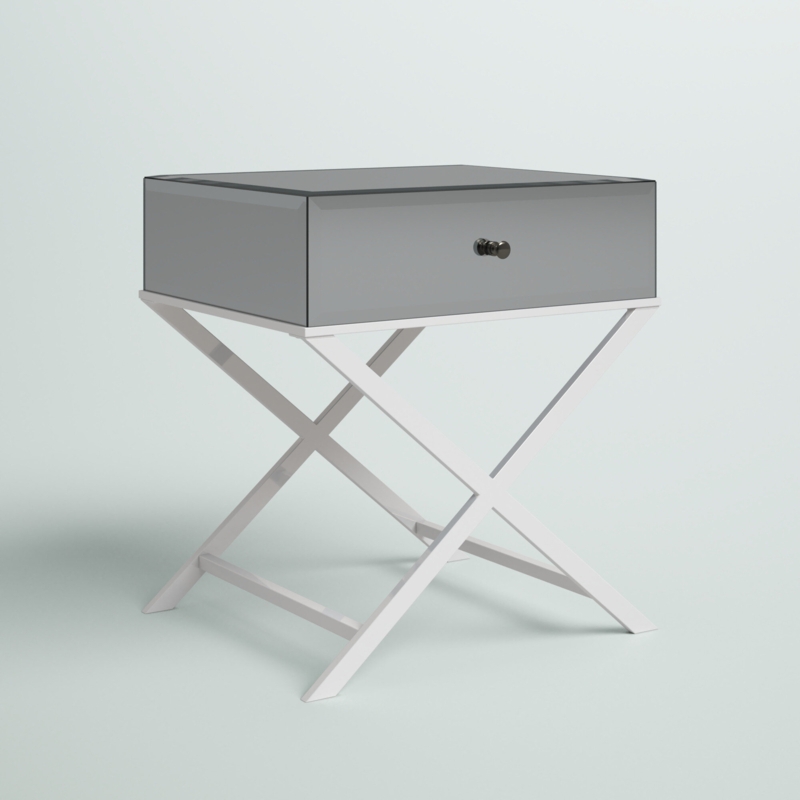Nyasha Cross Legs End Table with Storage