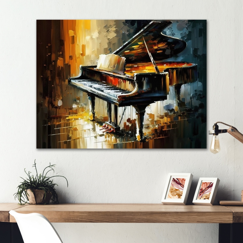 Piano on Stage - Print on Canvas