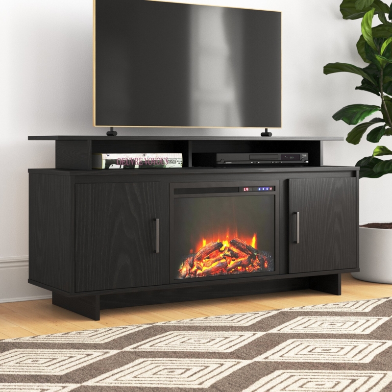 Preiss TV Stand for TVs up to 74" with Electric Fireplace