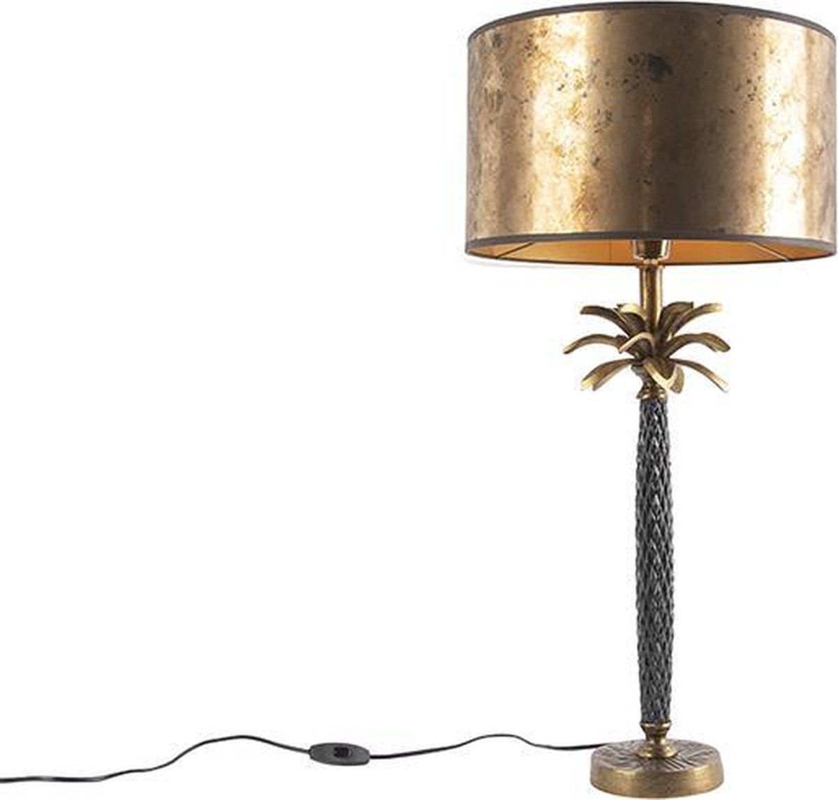 QAZQA areka - Art Deco Tafellamp met kap - 1 lichts - H 700 mm - Brons - Woonkamer | Slaapkamer