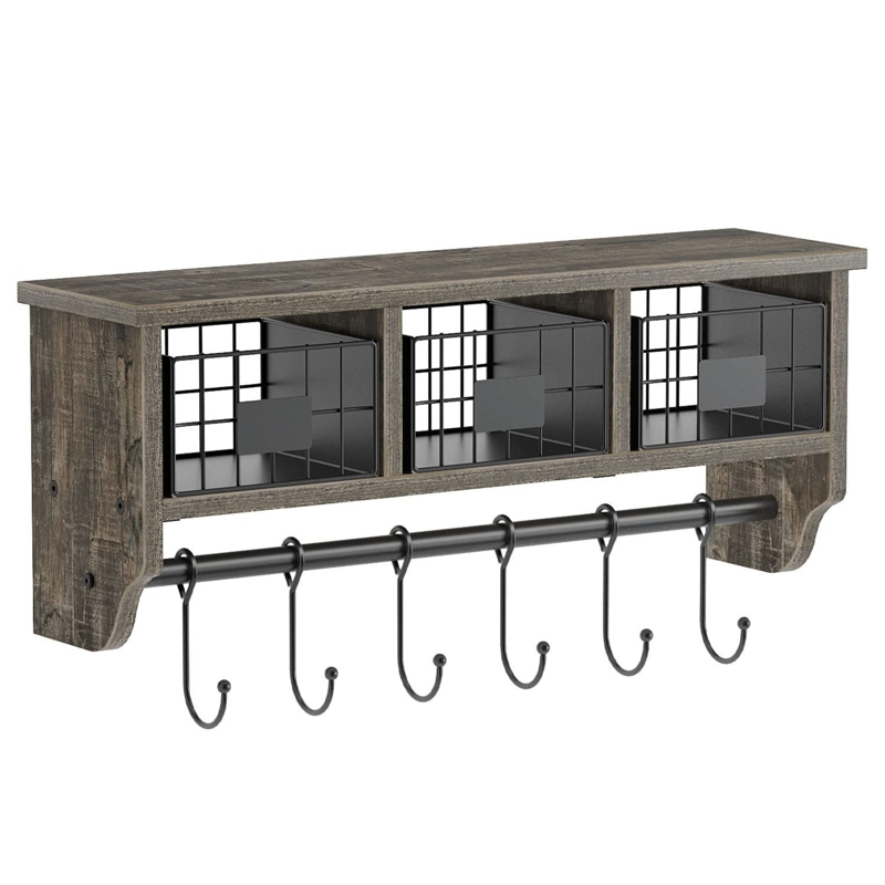 Rohit Floating Shelf with Hooks