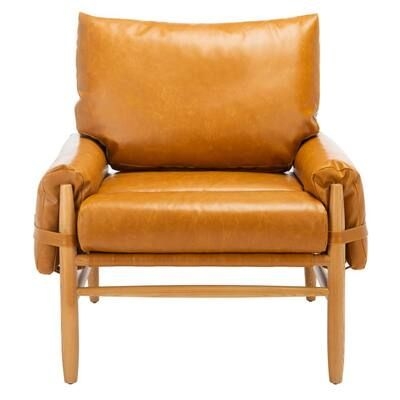 SAFAVIEH Oslo Beige/Light Brown Upholstered Arm Chair, Caramel/Natural