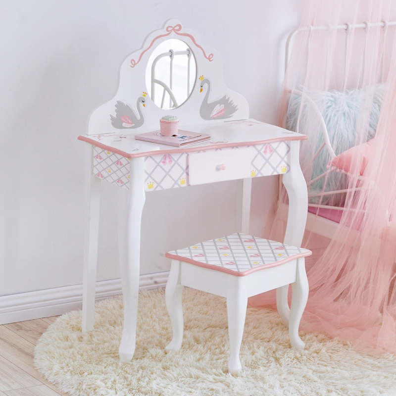 Swan Lake Kids Vanity Set with Mirror