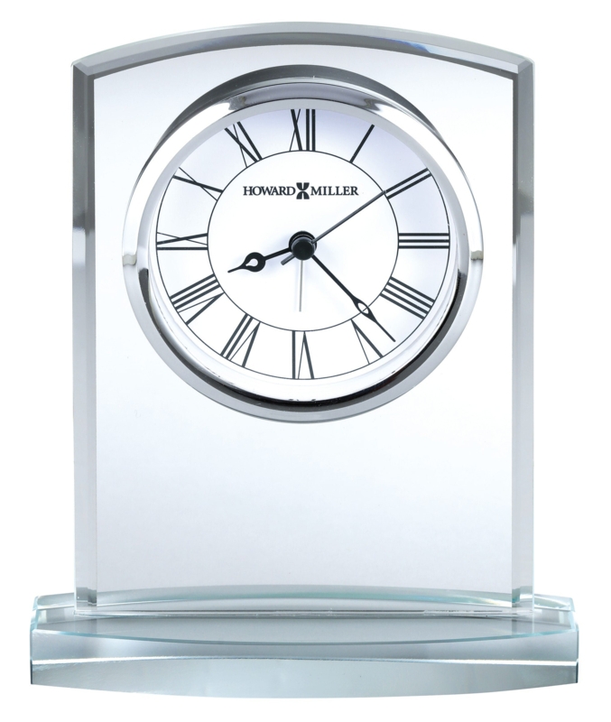 Talbot Glam Roman Numeral Crystal Quartz Movement / Crystal Tabletop Clock with Alarm in Clear/White/Silver