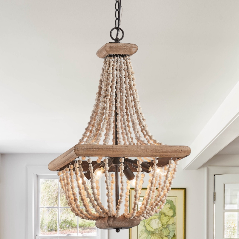 Thorin 4 - Light Wood Dimmable Empire Chandelier